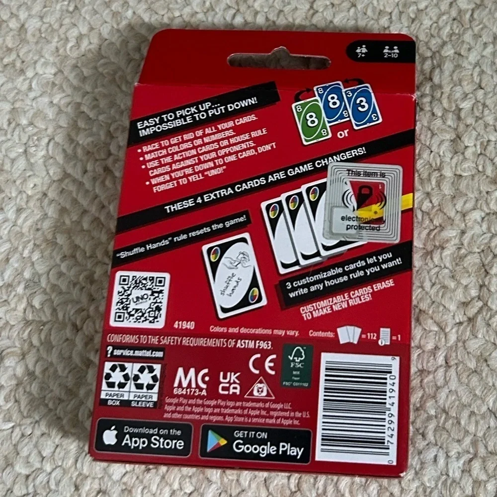 UNO Classic Card Game Get Wild 4 UNO Customizable Wild Cards. New in box.